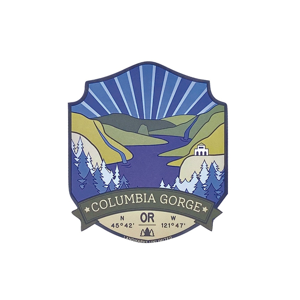 Landmarks Unlimited, Blue, Stickers, Art & School, 4", Oregon Natural Wonders, Columbia Gorge, 567829